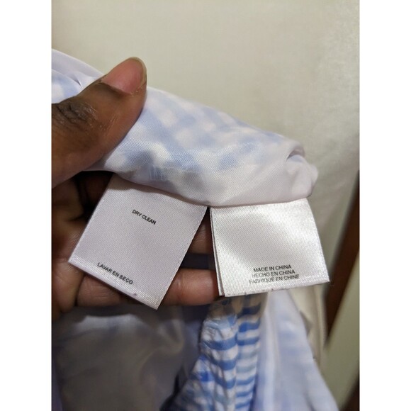 Anne Klein Blue Front Tie Bow Gingham Modest Sleeveless Pockets Dress Size 10 - Picture 8 of 11